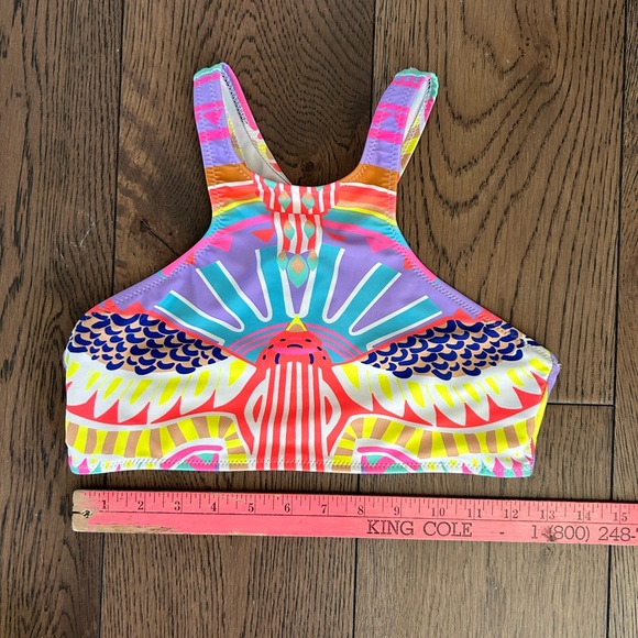 Cute & Colorful Amazon Sporty, Halter Style Swimsuit Racerback Top Size Small - Picture 6 of 7